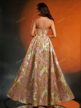 Anymoon Women Shiny 3D Floral Jacquard Evening Dress